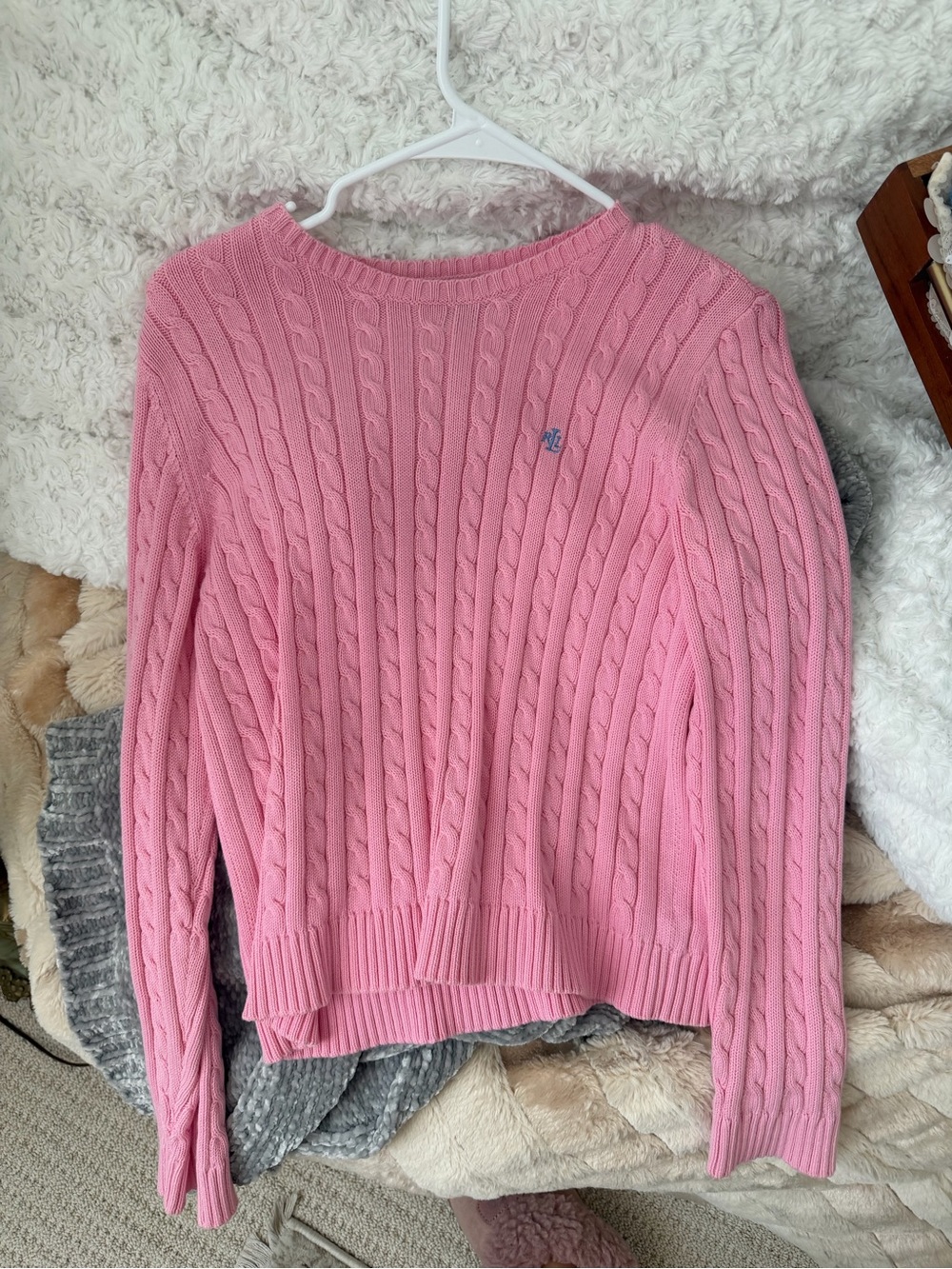 Classic Pink Cable-Knit Crewneck Sweater Ralph Lauren